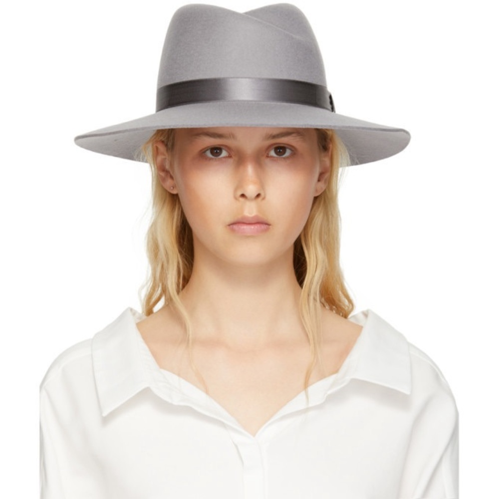 rag & bone Zoe Wool Gray Fedora Hat - Medium